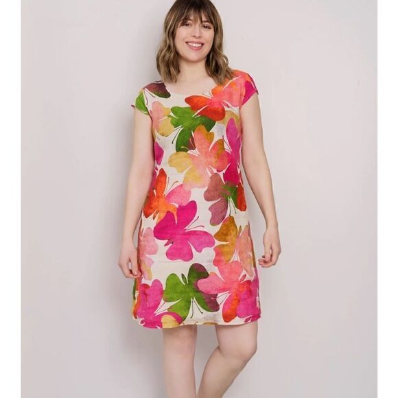 linen luv Dresses & Skirts - Linen Luv Butterfly Linen Dress Italy Small